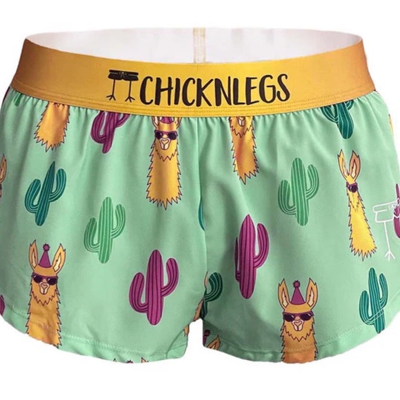 Chicknlegs Pants - ChicknLegs womens split running Llama Cactus Shorts size large